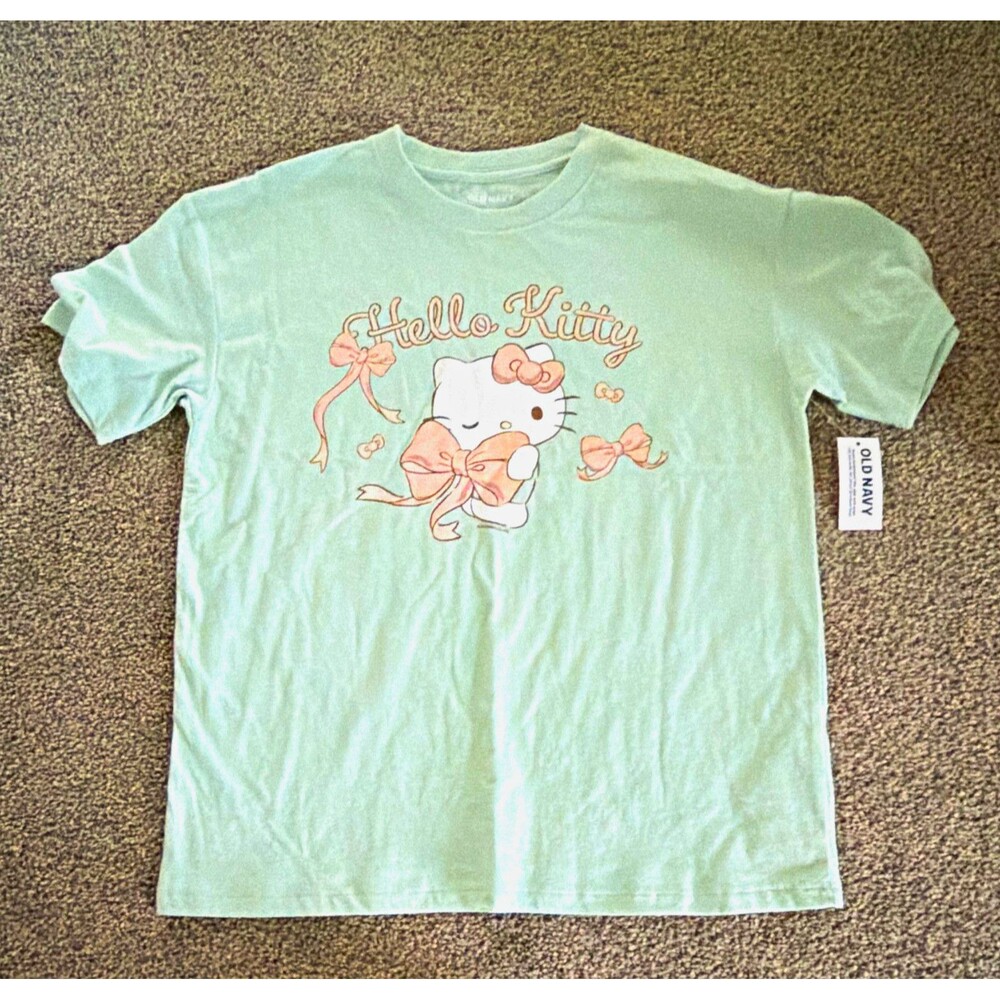 Old Navy Girls Hello Kitty Green Short Sleeve T-Shirt Size M (8) NWT A4